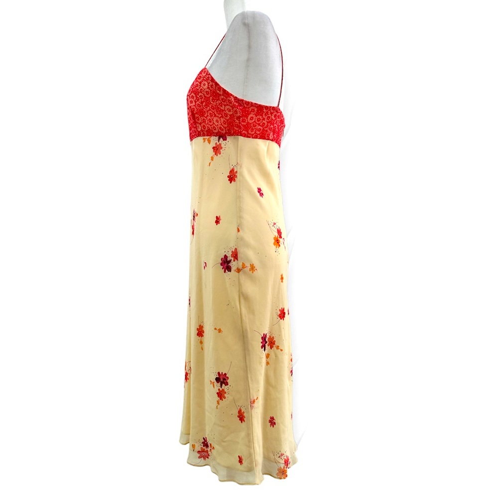 Vintage 90’s Ann Taylor 100% Silk Midi Spaghetti Strap Floral Dress - Picture 2 of 5